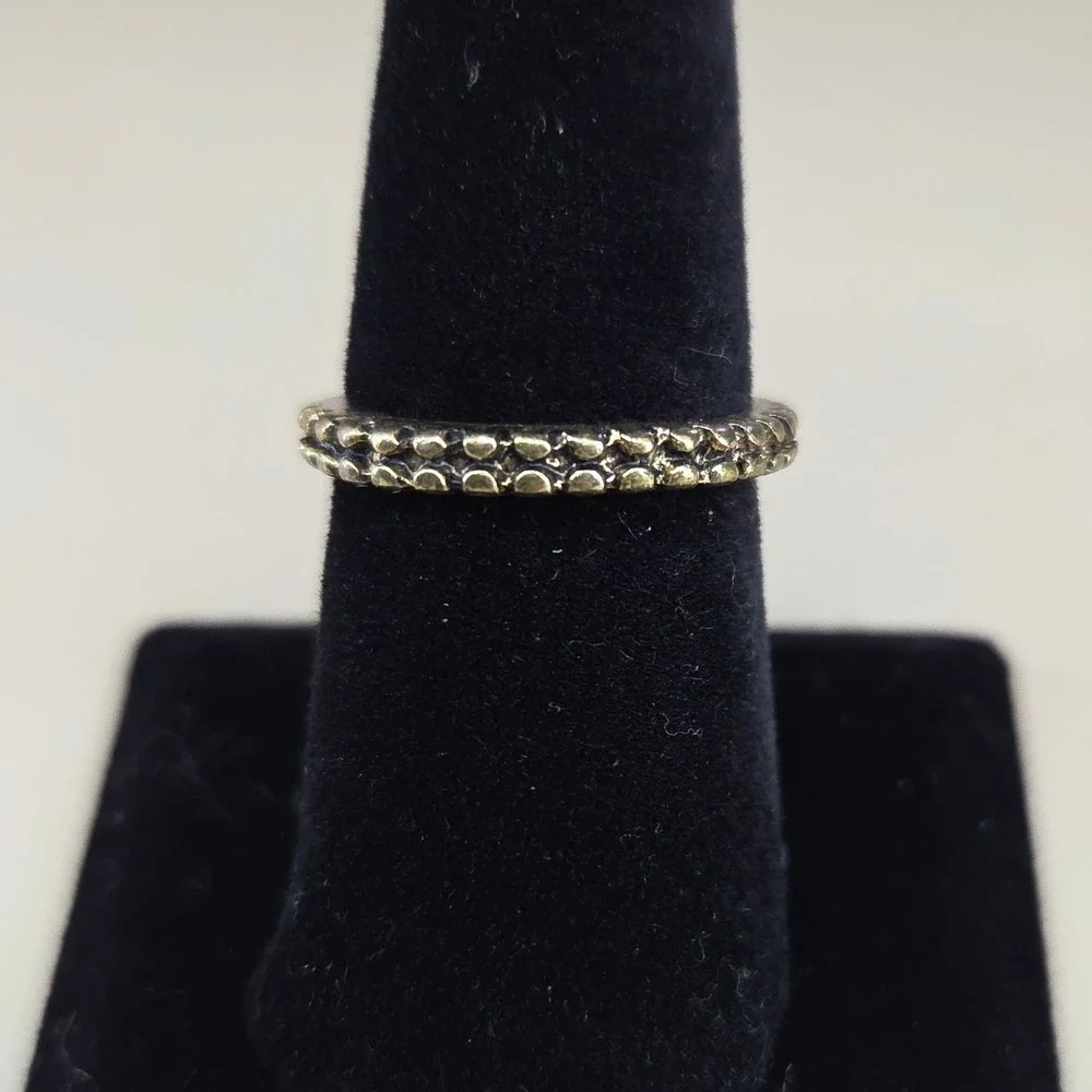 Antique Gold Tone Textured Eternity Band Ring Size 8 Minimalist Stacking Ring